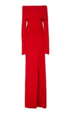Prabal Gurung Off-the-shoulder Twist Waist Crepe Gown