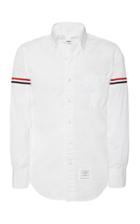 Thom Browne Stripe-trimmed Cotton-poplin Button-down Shirt