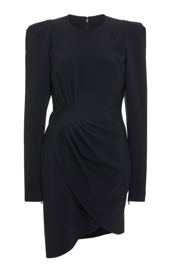 Elie Saab Draped Cady Long Sleeve Dress
