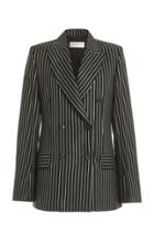 Moda Operandi Victoria Beckham Metallic-striped Wool-blend Double-breasted Blazer