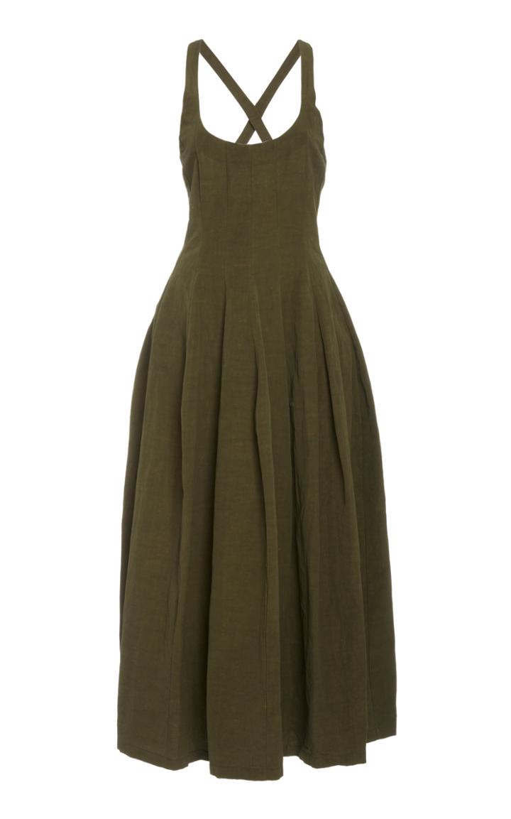 Brock Collection Pleated Crepe Midi Dress