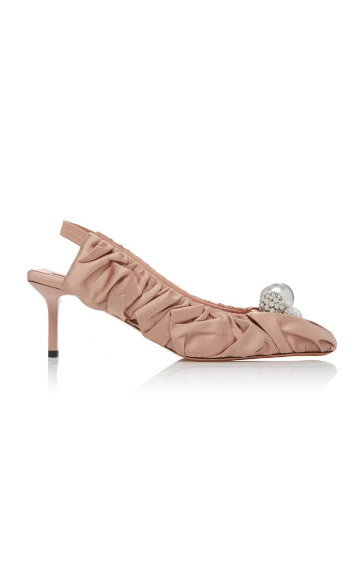 Rochas Ruched Satin Embellished Pumps