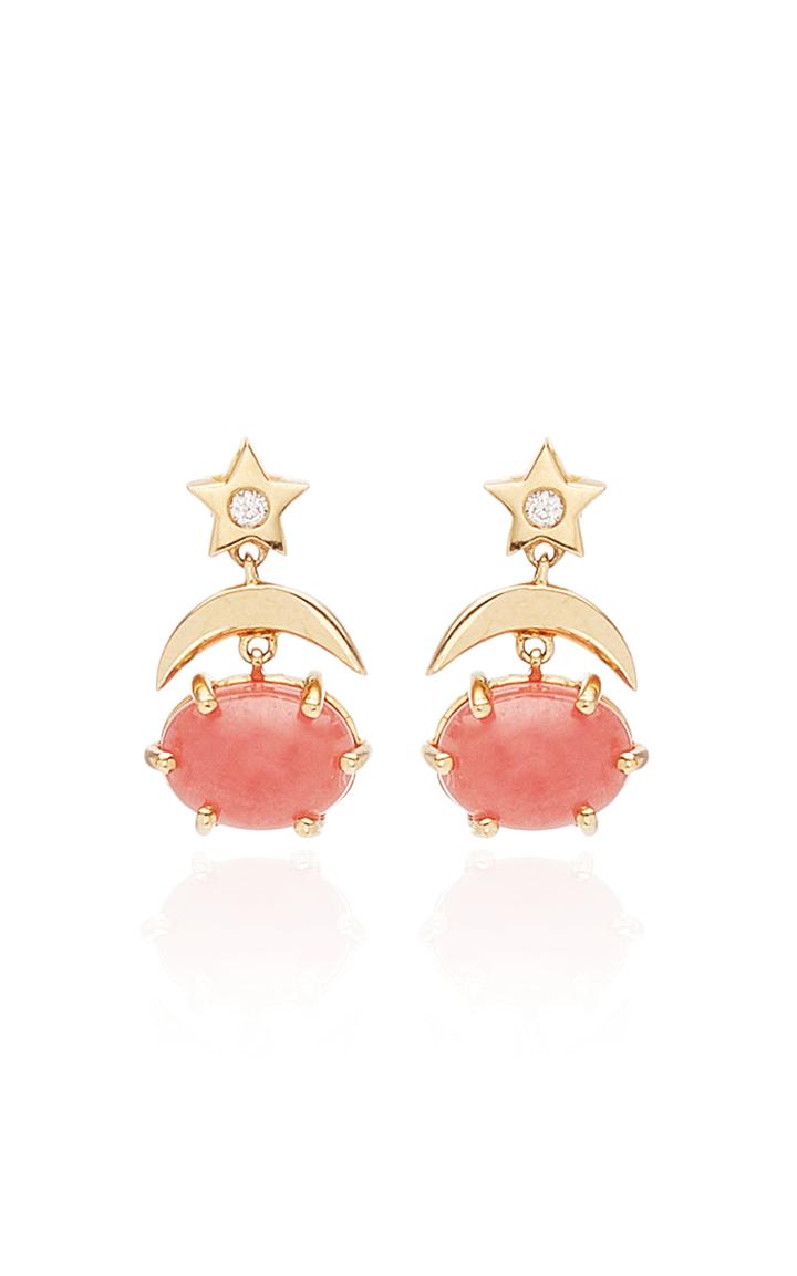Andrea Fohrman Cosmo 14k Gold, Diamond And Rhodochrosite Earrings