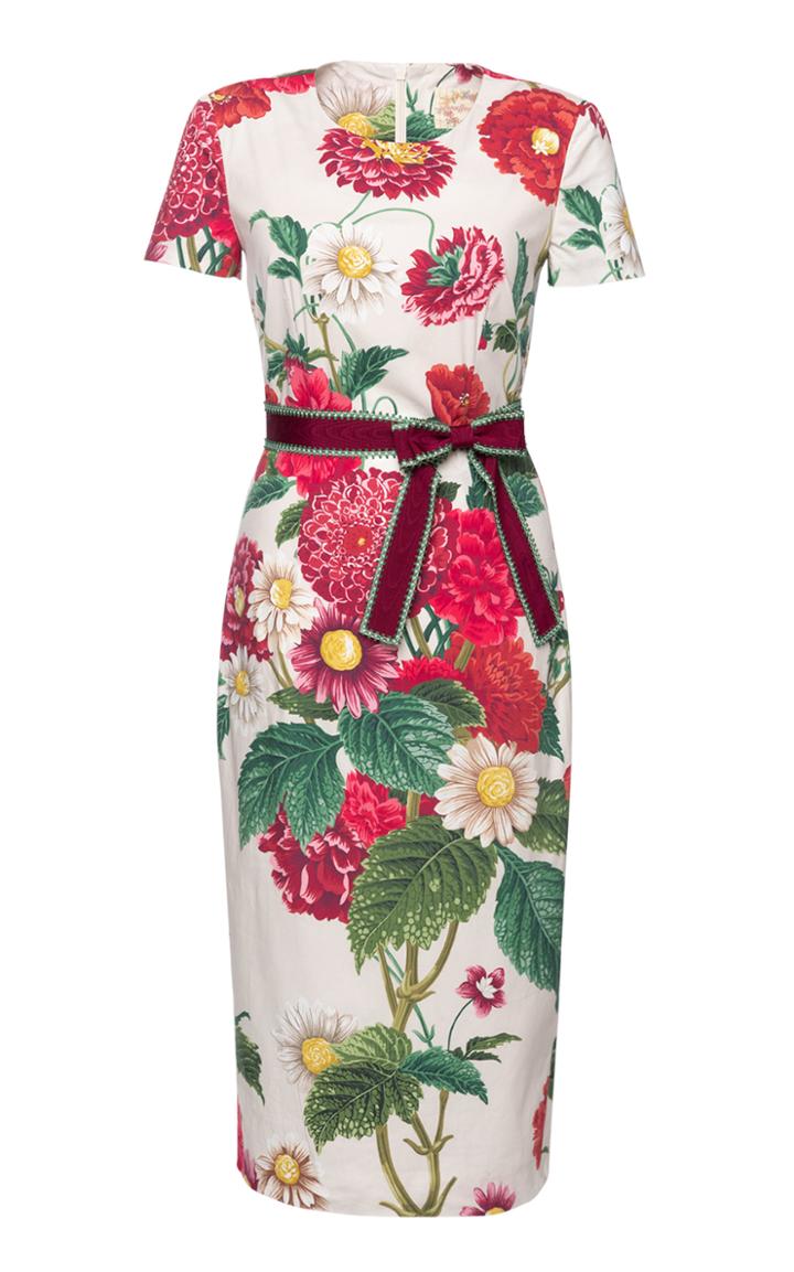 Moda Operandi Lena Hoschek Julie Belted Floral Cotton Midi Dress
