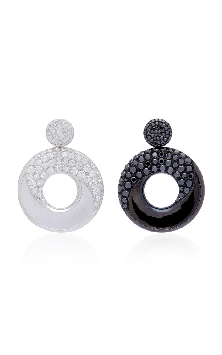 Lauren X Khoo Atlantic Pacific Mismatched 18k Gold And Diamond Drop Earrings