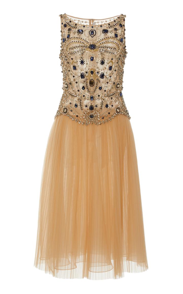 Naeem Khan Jewel-embellished Pleated Midi Dress
