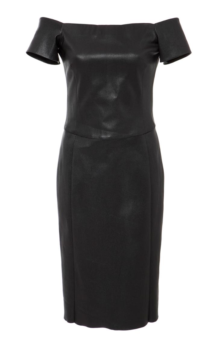 Susan Bender Stretch Leather Off-the-shoulder Dress