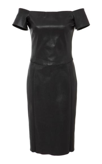 Susan Bender Stretch Leather Off-the-shoulder Dress