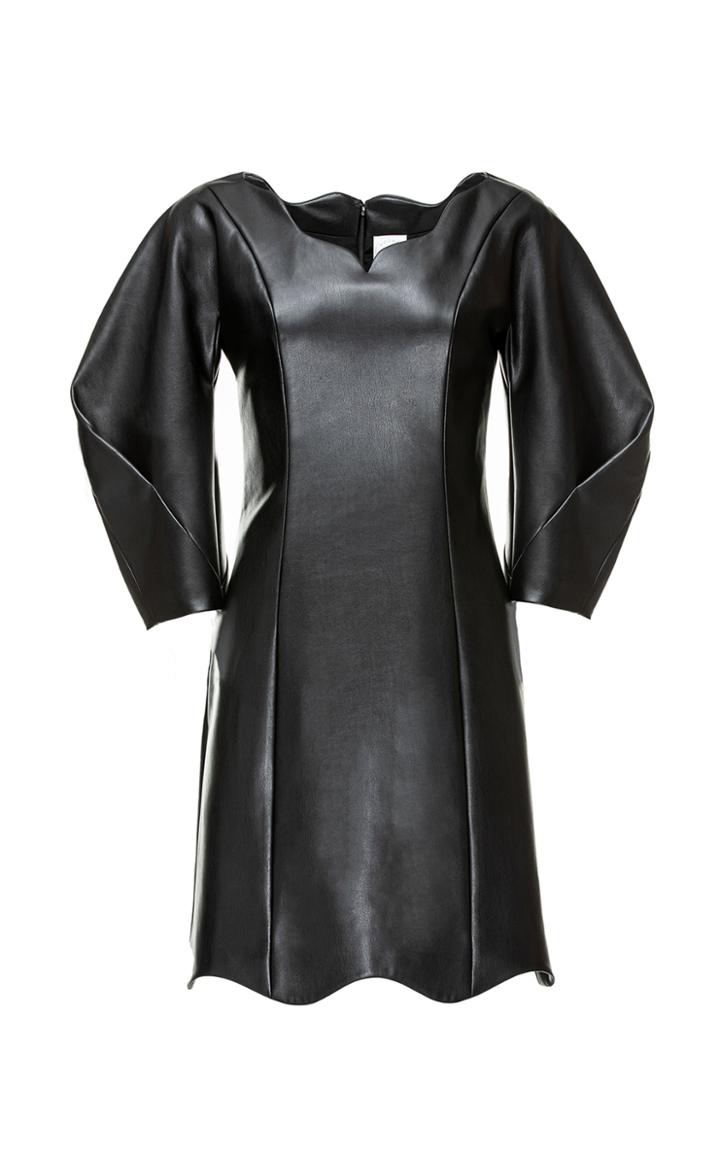 Moda Operandi Huishan Zhang Eveline Scallop-trimmed Faux Leather Mini Dress