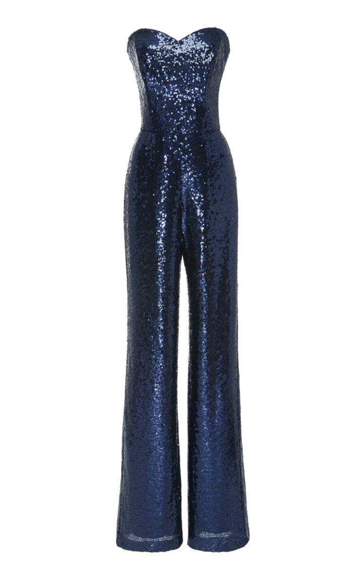 Saloni Aurelie Strapless Sequin Jumpsuit