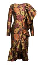 Lake Studio Floral Brocade Ruffle Dress