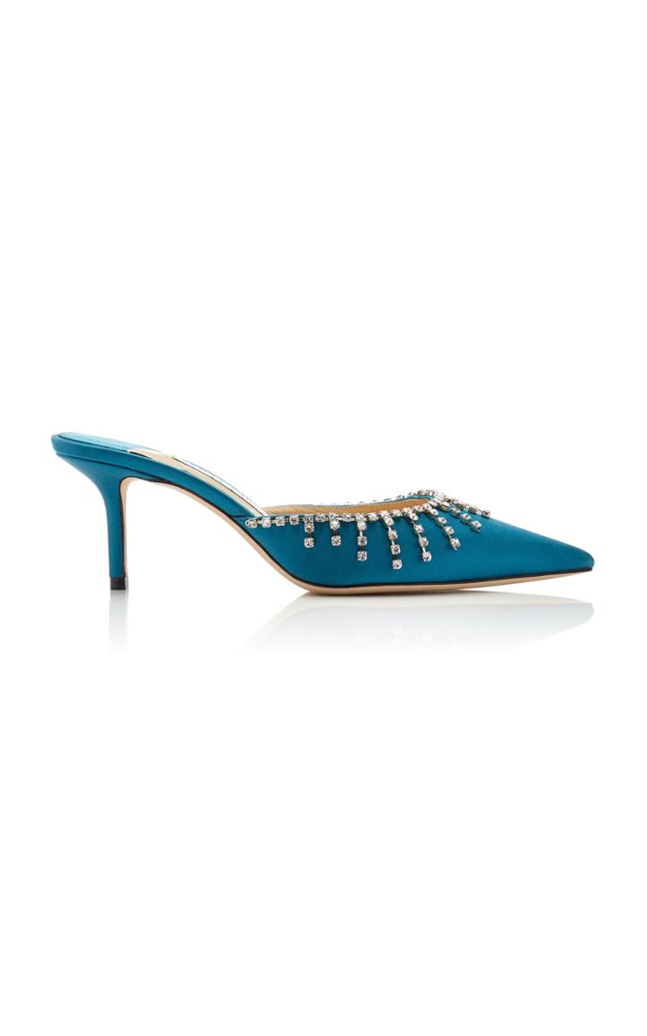 Moda Operandi Jimmy Choo Exclusive Tatie Crystal-embellished Satin Mules Size: 35