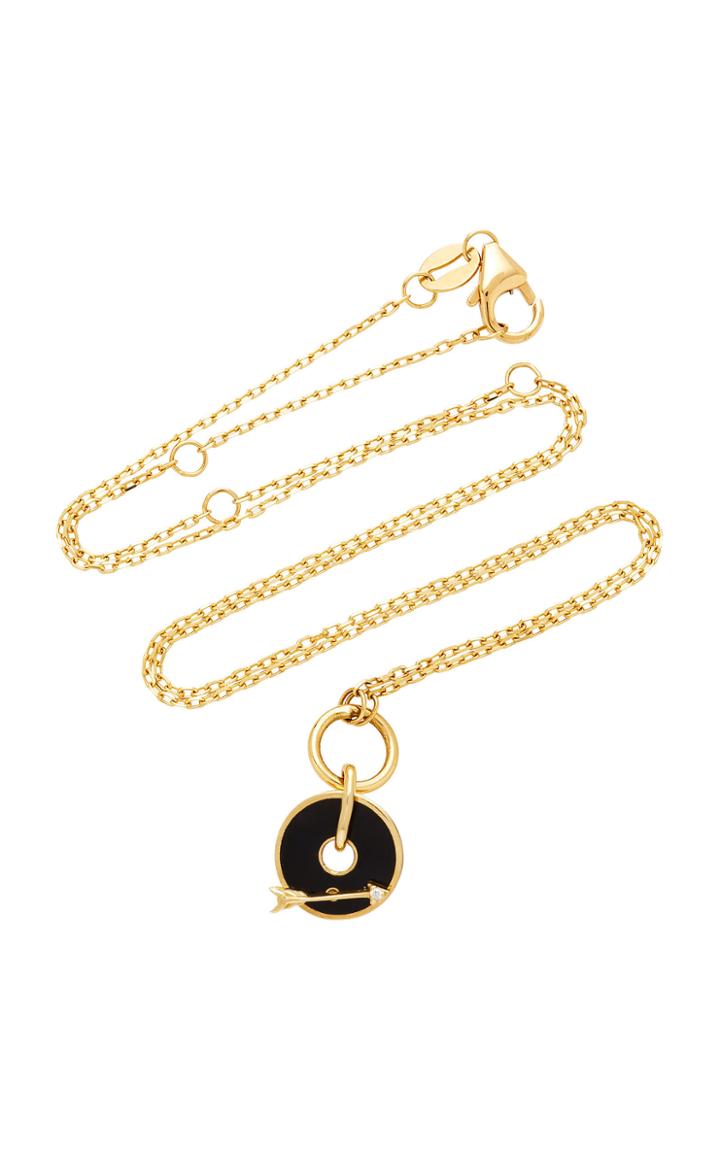 Foundrae Black Arrow Disk Drop Necklace