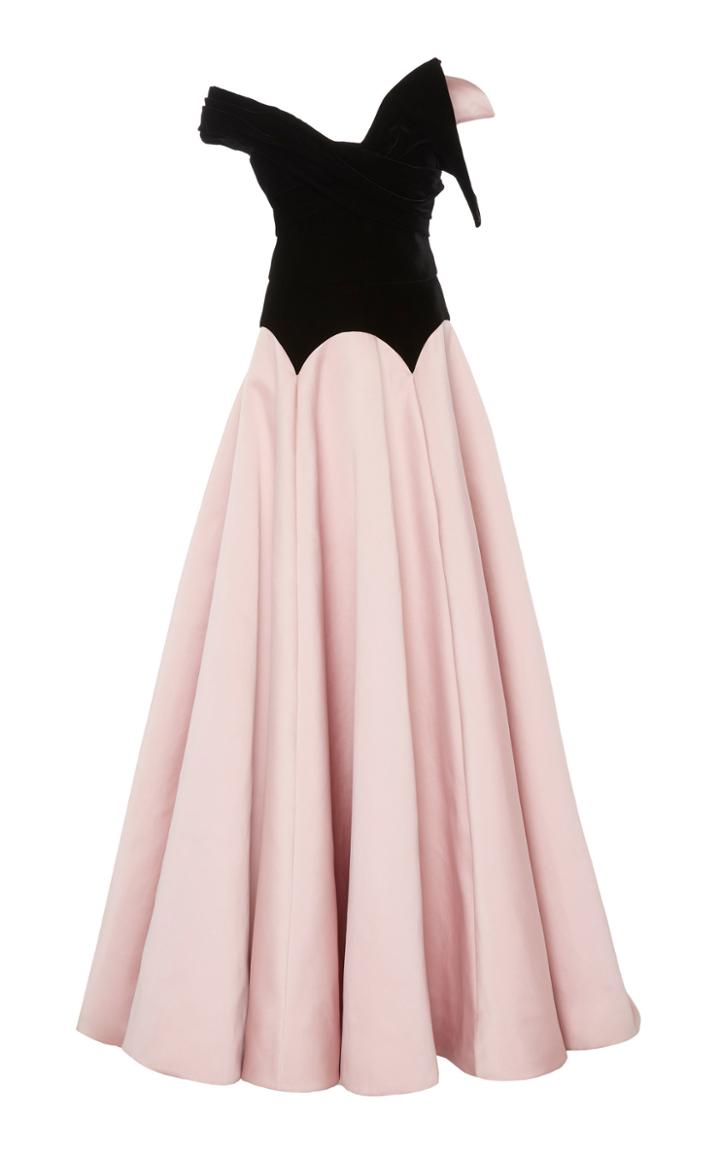 Marchesa Strapless Velvet Ballgown With Duchess Satin Skirt
