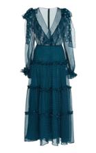 Luisa Beccaria Chiffon Printed Ruffle Dress