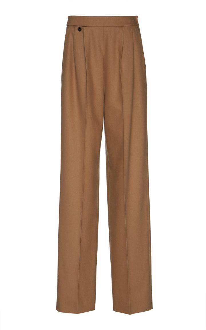 Agnona New Pinces Flannel Wool-blend Pants