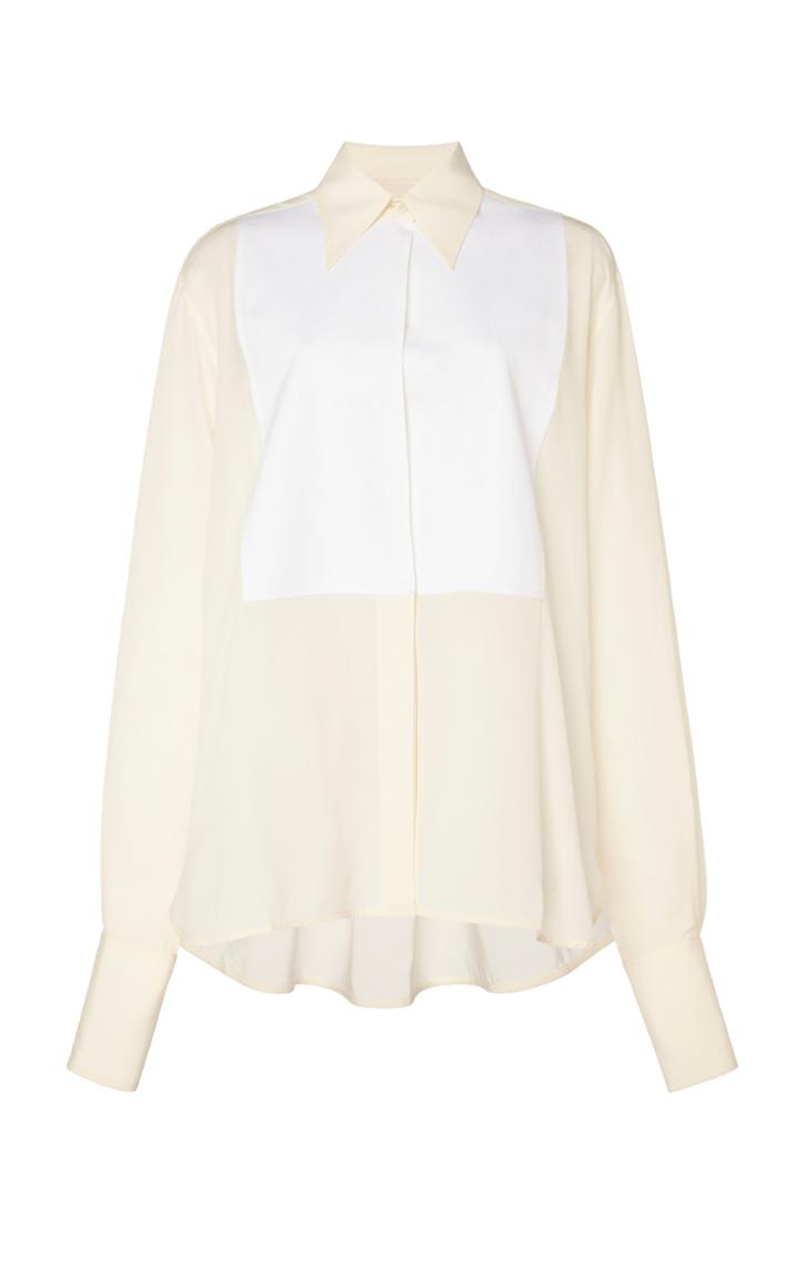 Moda Operandi Victoria Beckham Asymmetric Two-tone Silk Shirt Size: 6