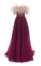 Pamella Roland Strapless Ostrich Feather Embellished Gown