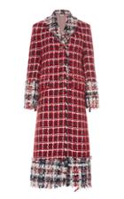 Thom Browne Check Tweed Frayed Coat
