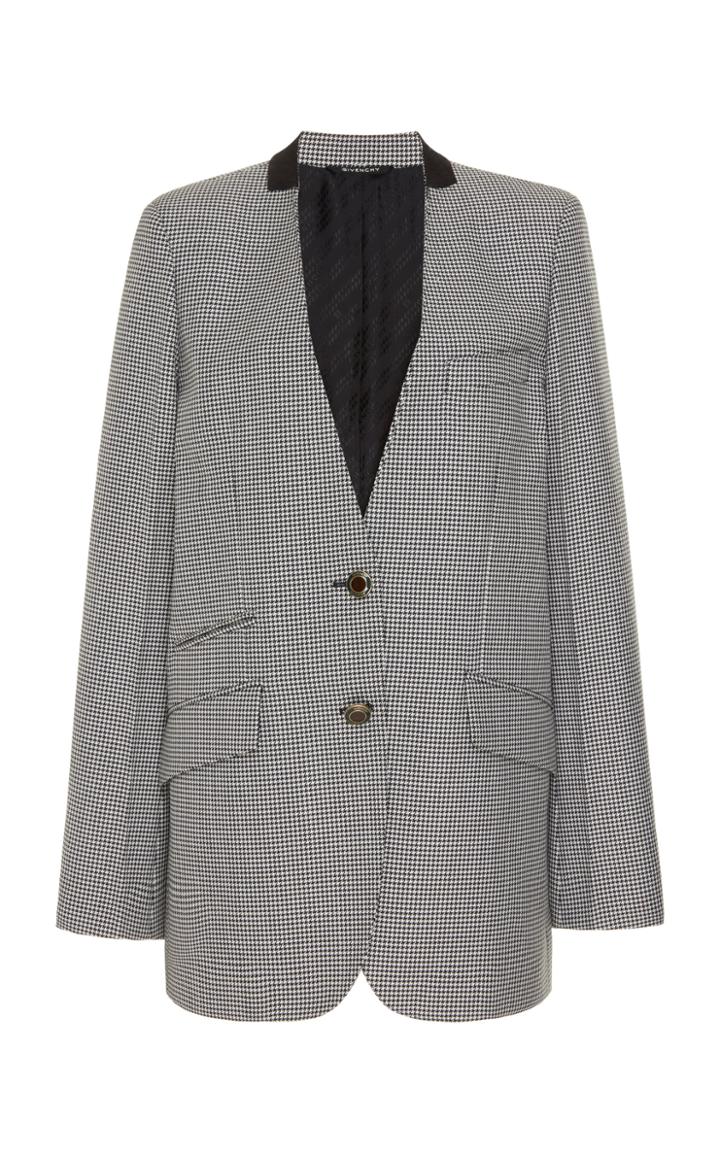 Givenchy Collarless Gingham Blazer