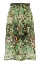 Moda Operandi Alberta Ferretti Pleated Floral Crepe De Chine Skirt