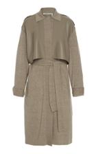 Agnona Leather Panel Trench Coat