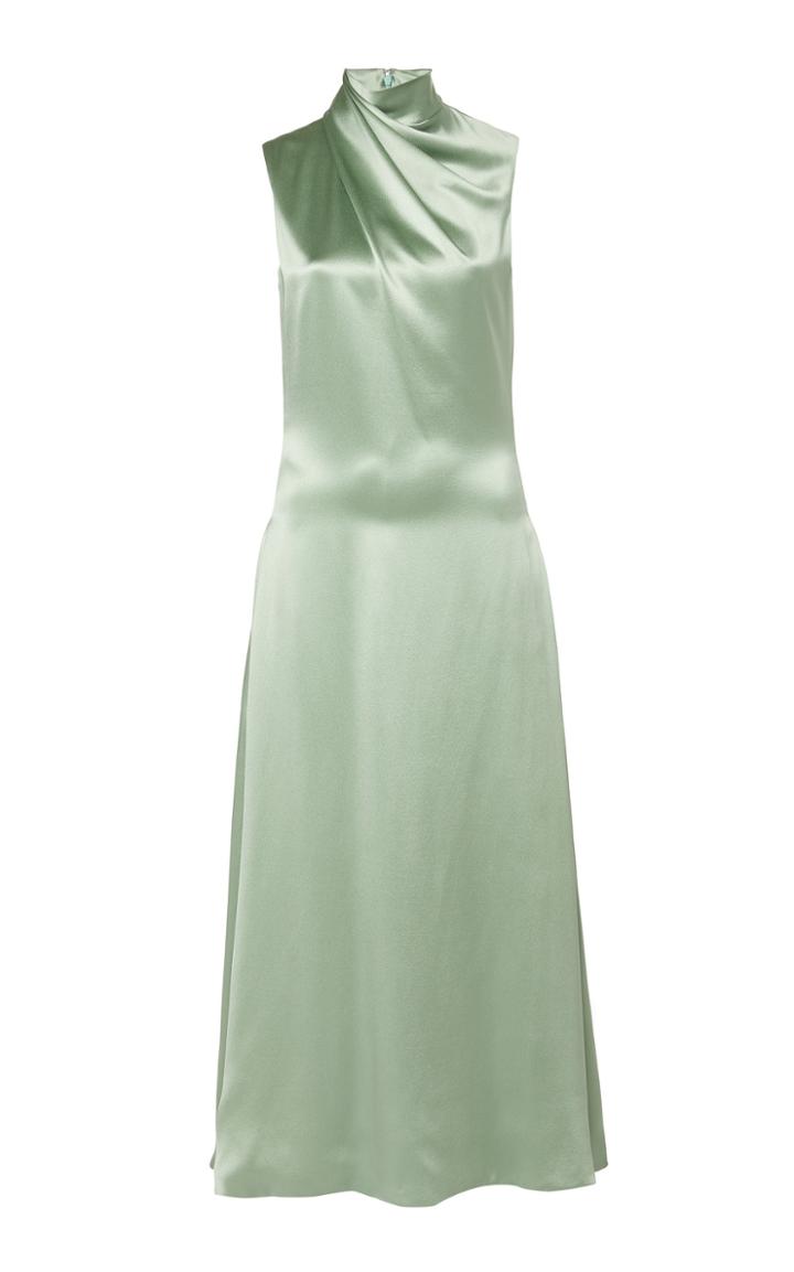 Brandon Maxwell Draped Silk-satin Midi Dress Size: 0
