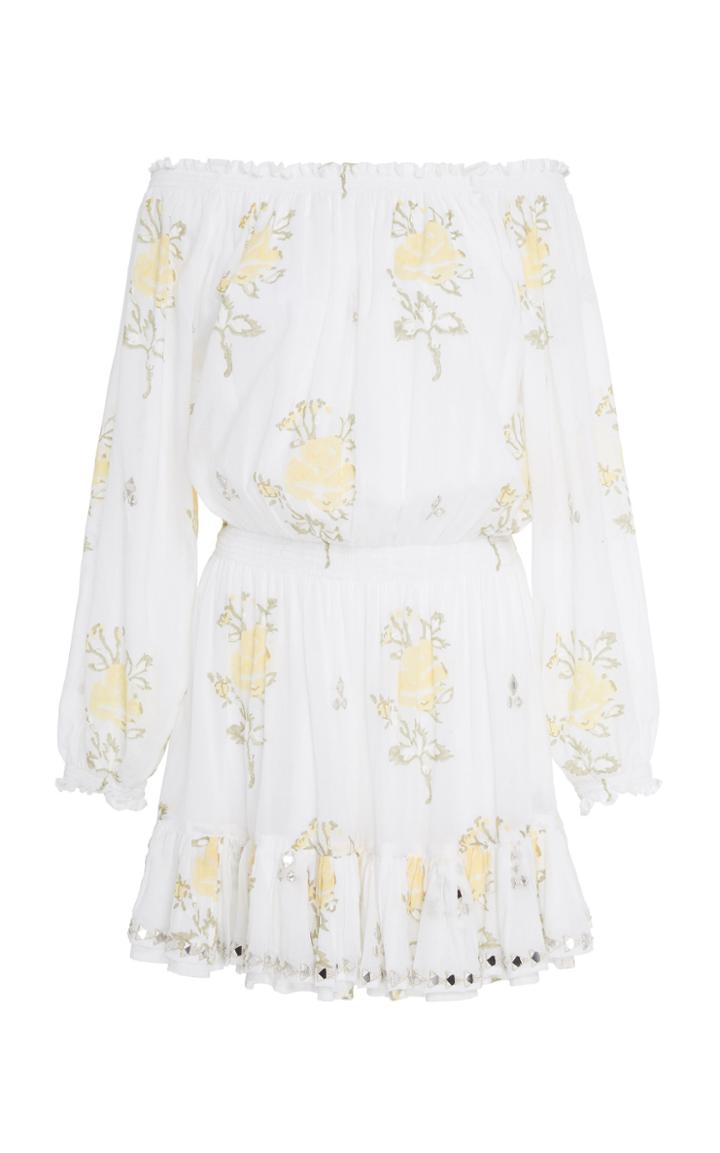 Juliet Dunn Off-the-shoulder Floral-print Mini Dress