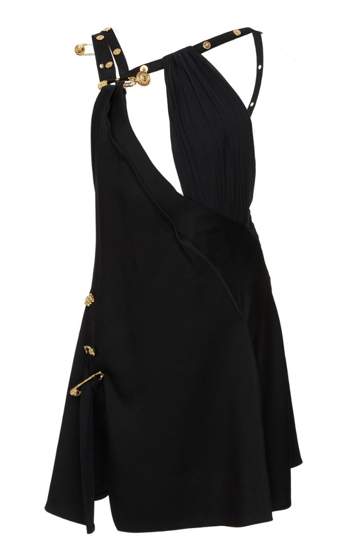 Versace Embellished Crepe De Chine Mini Dress