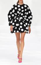 Moda Operandi Carolina Herrera Polka Dot Bow-embellished Cotton Mini Dress Size: 0