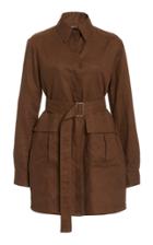 Matthew Bruch Belted Linen Mini Dress