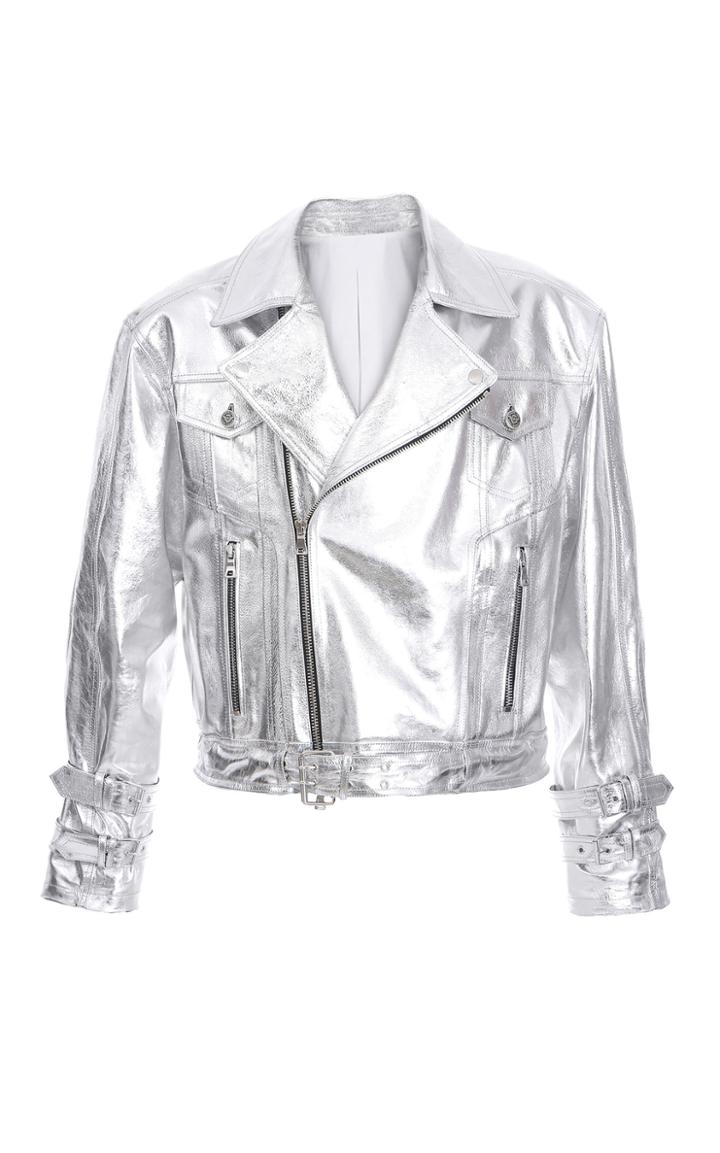 Balmain Oversized Buckled Leather Jacket