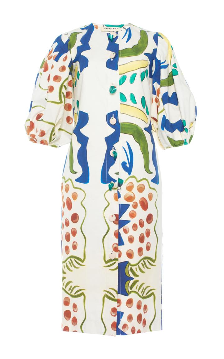 Tata Naka Button Down Dress With Bell Sleeves