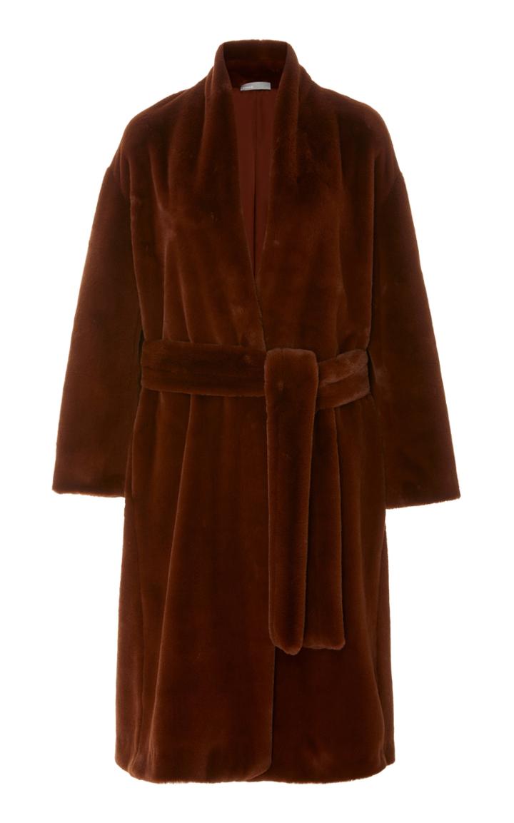 Vince Long Plush Belted Coat