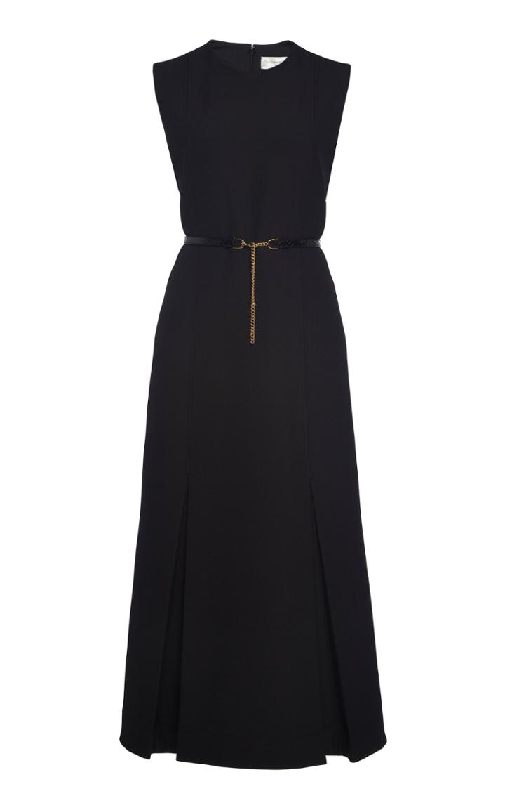 Victoria Beckham Belted Pleated Cady Midi Dress