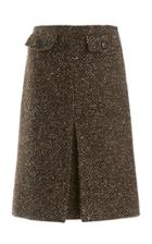 Moda Operandi Victoria Beckham Pleated Herringbone Wool-blend Midi Skirt