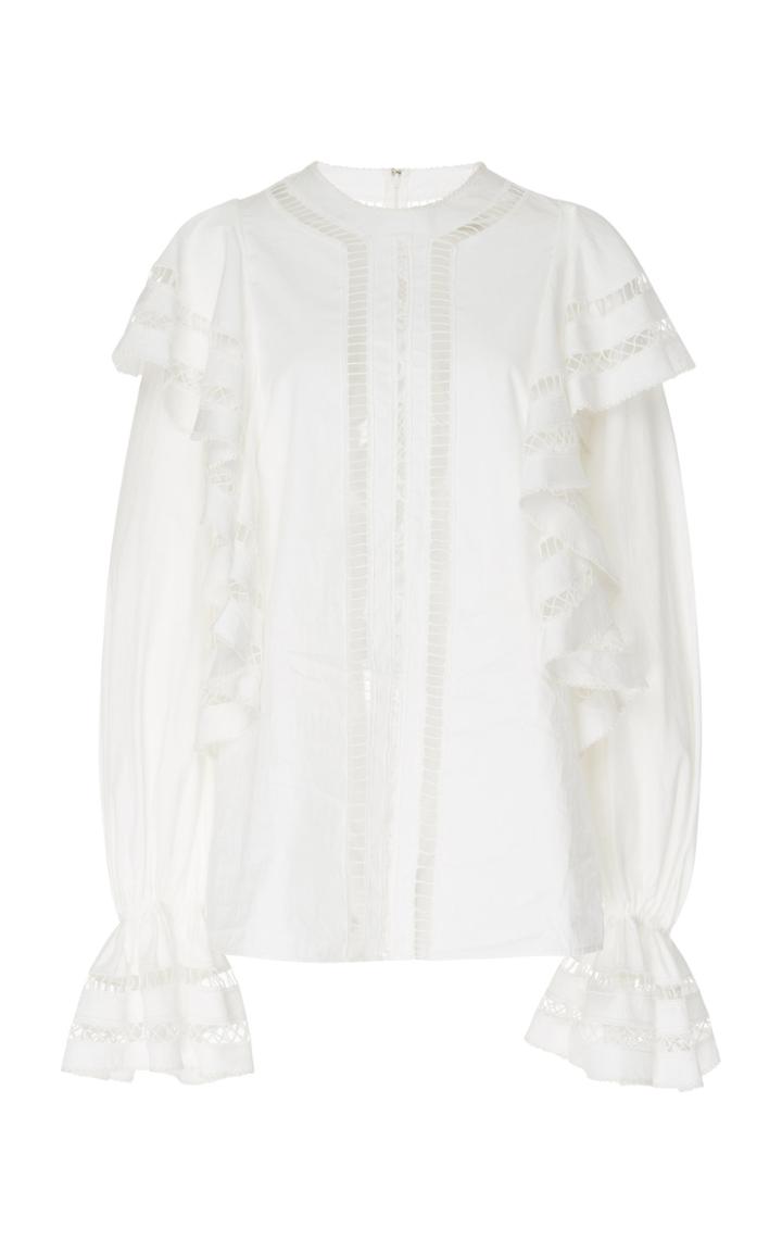 Elie Saab Poplin Top With Ruffles