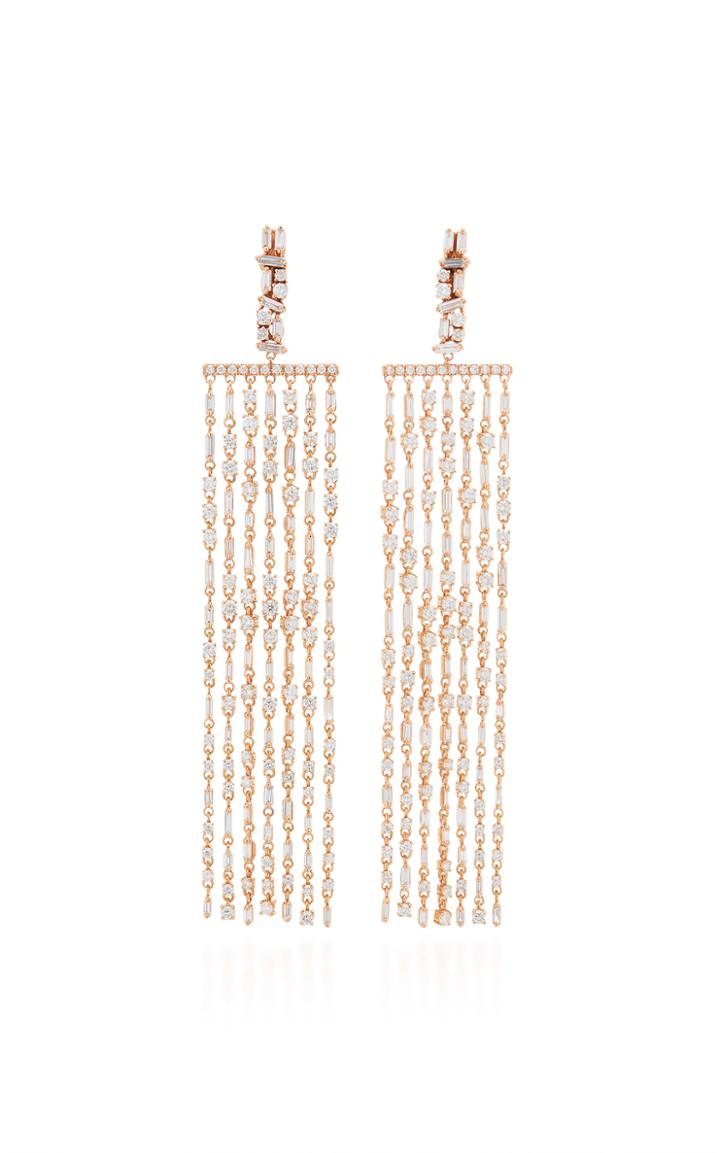 Suzanne Kalan Round Diamonds Long Chandelier Earrings
