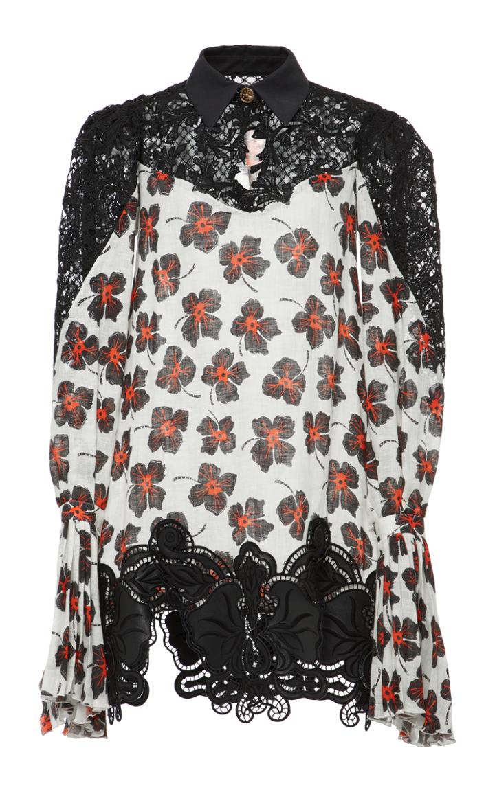 Fausto Puglisi Lace Floral Print Shirt