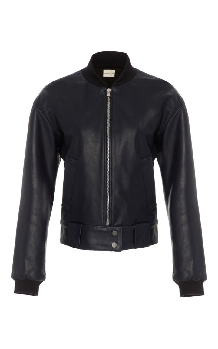 Simon Miller Almonda Navy Leather Bomber Jacket