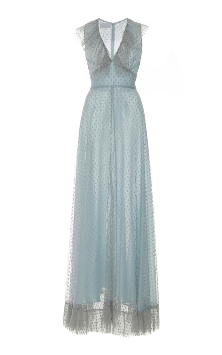 Luisa Beccaria Tulle Pois Sleeveless Maxi Dress