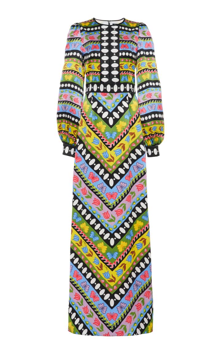 Moda Operandi Andrew Gn Printed Silk Maxi Dress