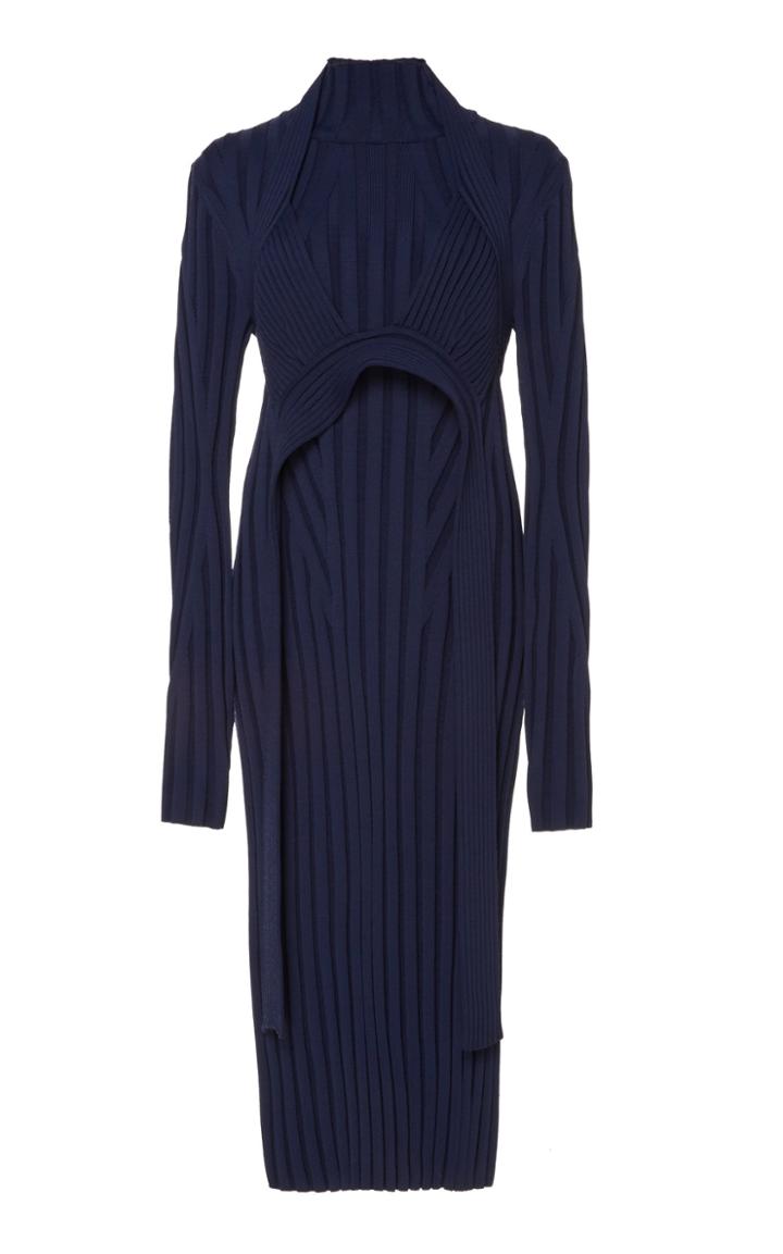 Proenza Schouler Belted Rib-knit Wool-blend Midi Dress