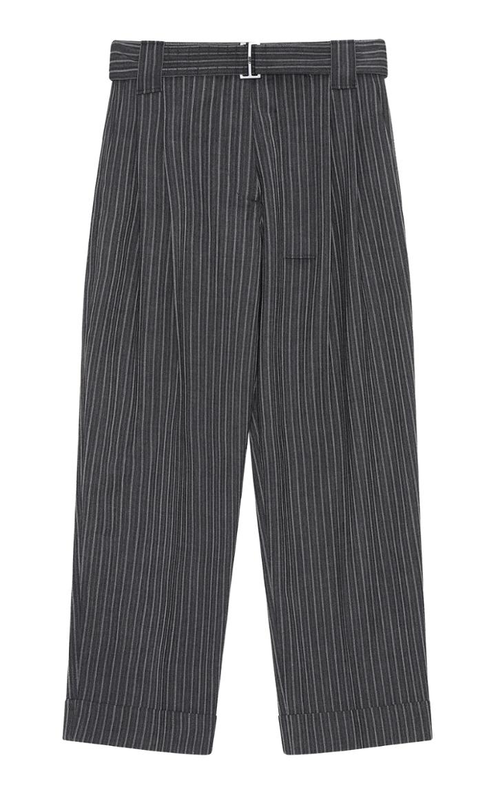 Moda Operandi Ganni Stripe Suiting Belted Wool-blend Pants