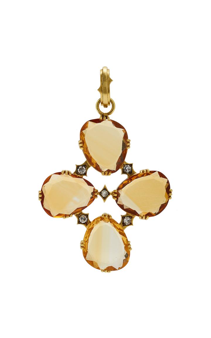 Sylva & Cie 18k Gold Citrine And Diamond Charm