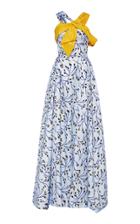 Carolina Herrera Flower Bud Sateen Halter Gown