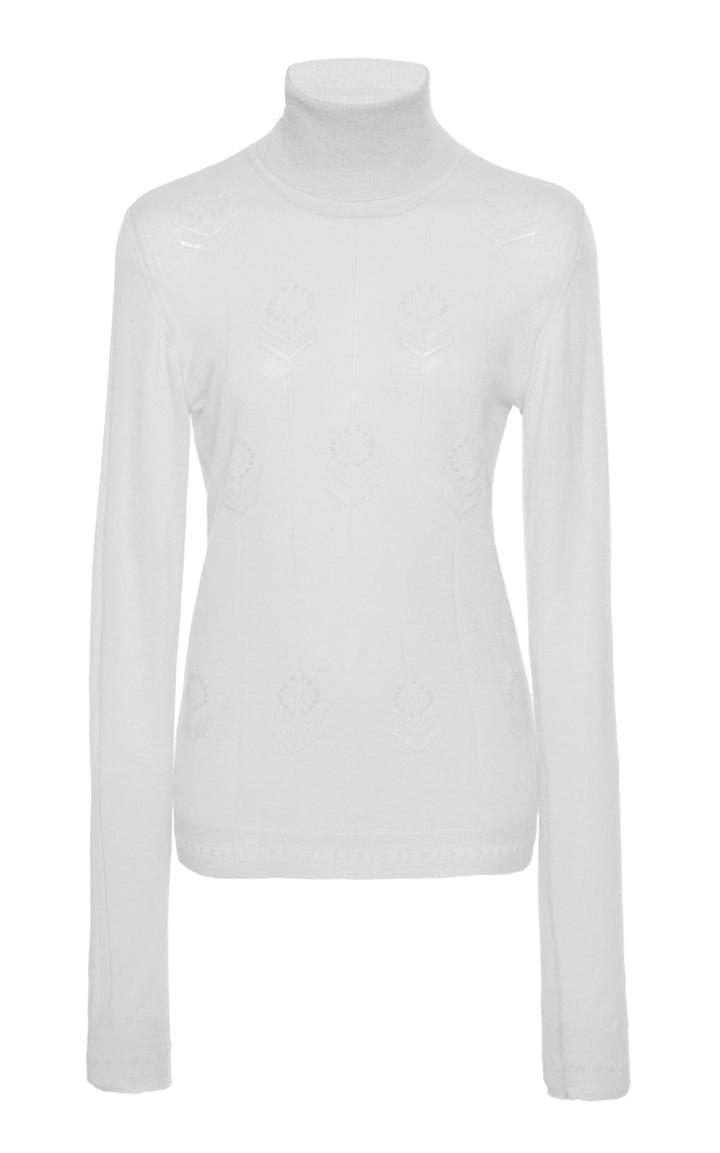 Adam Lippes Embroidered Botantical Cashmere Turtleneck