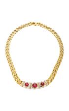 Moda Operandi Eleuteri Vintage Bulgari 18k Yellow Gold, Ruby And Diamond Necklace