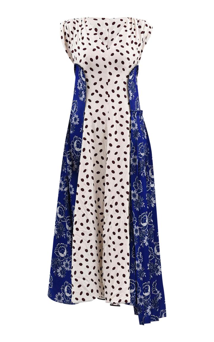 Marni Dual Print V-neckline Satin Dress