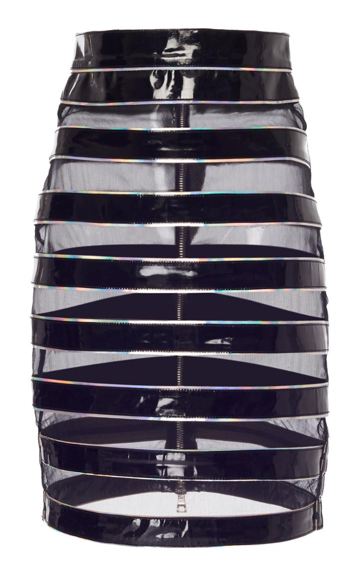 Balmain Mousseline Leather Skirt